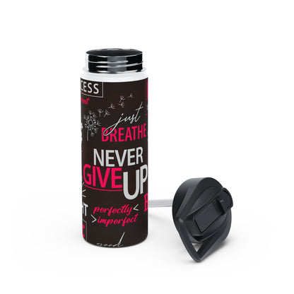 "Never Give Up" Stainless Steel Water Bottle Tumbler