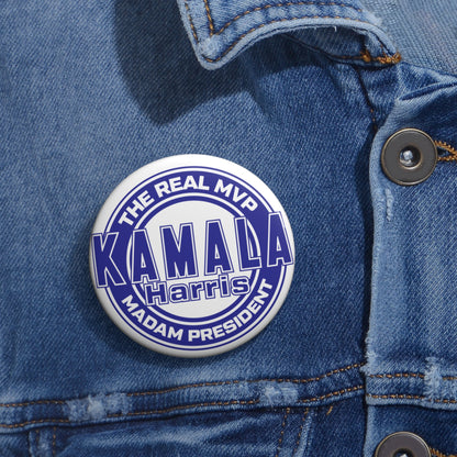 Kamala Harris Blue and White Custom Pin Buttons