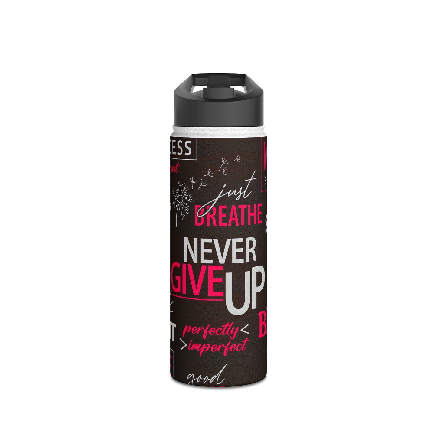 "Never Give Up" Stainless Steel Water Bottle Tumbler