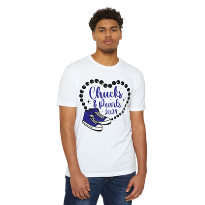 Chucks and Pearls 2024 Blue and White T-shirt