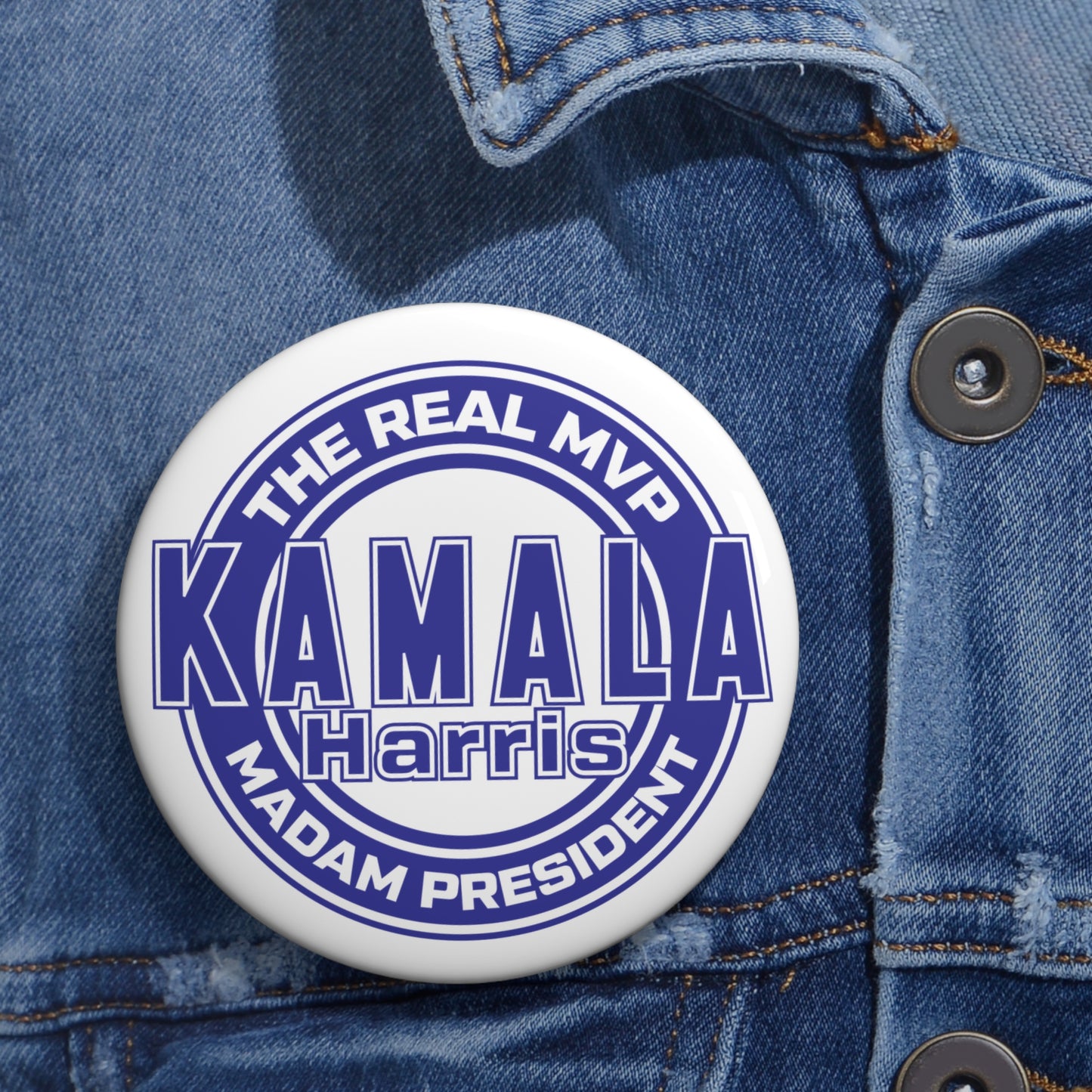 Kamala Harris Blue and White Custom Pin Buttons