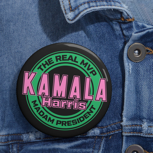 Pink and Green Kamala Harris Custom Pin Buttons