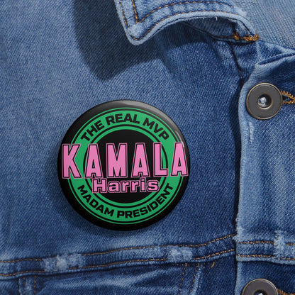 Pink and Green Kamala Harris Custom Pin Buttons