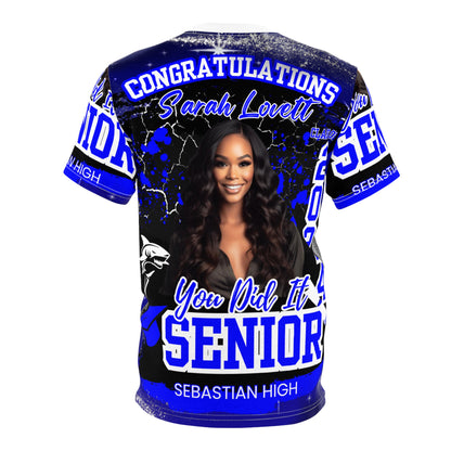 Blue, Black, and White Graduation Shirt AOP