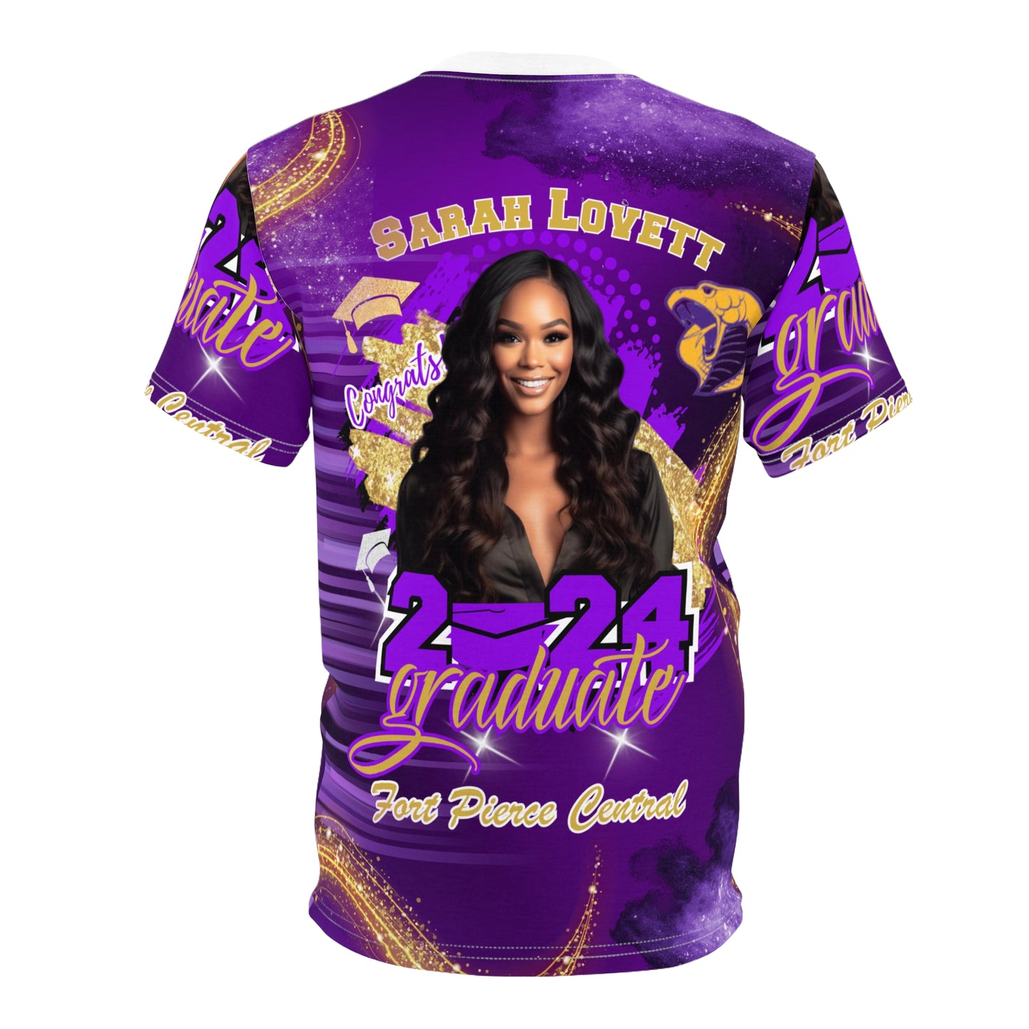 Purple, Gold, and White Graduation Shirt AOP