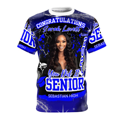 Blue, Black, and White Graduation Shirt AOP