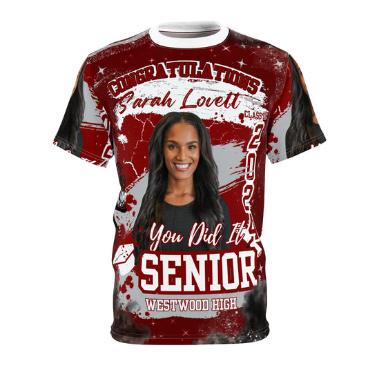 Maroon, Black, and White Graduation Shirt AOP