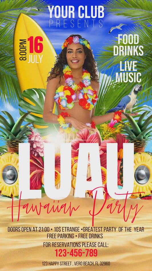 Video Luau Party Flyer 2